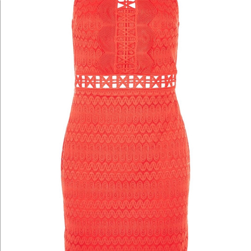 Top Shop Red Crochet Mini Dresss